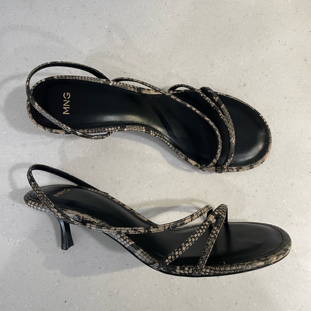 Mango Snakeskin Kitten Heel Sandals - Picture 4 of 7